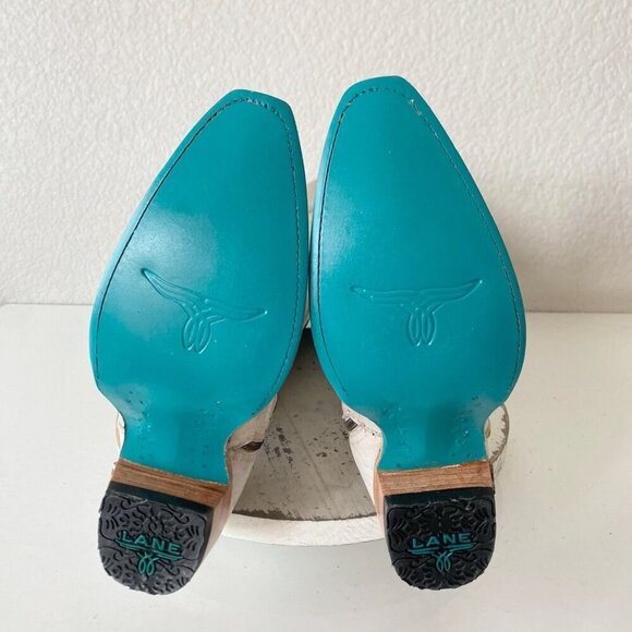 Lane LEXINGTON Over the Knee Womens Cowboy Boots 6 White Western Cowgirl Lace Up - Picture 7 of 12